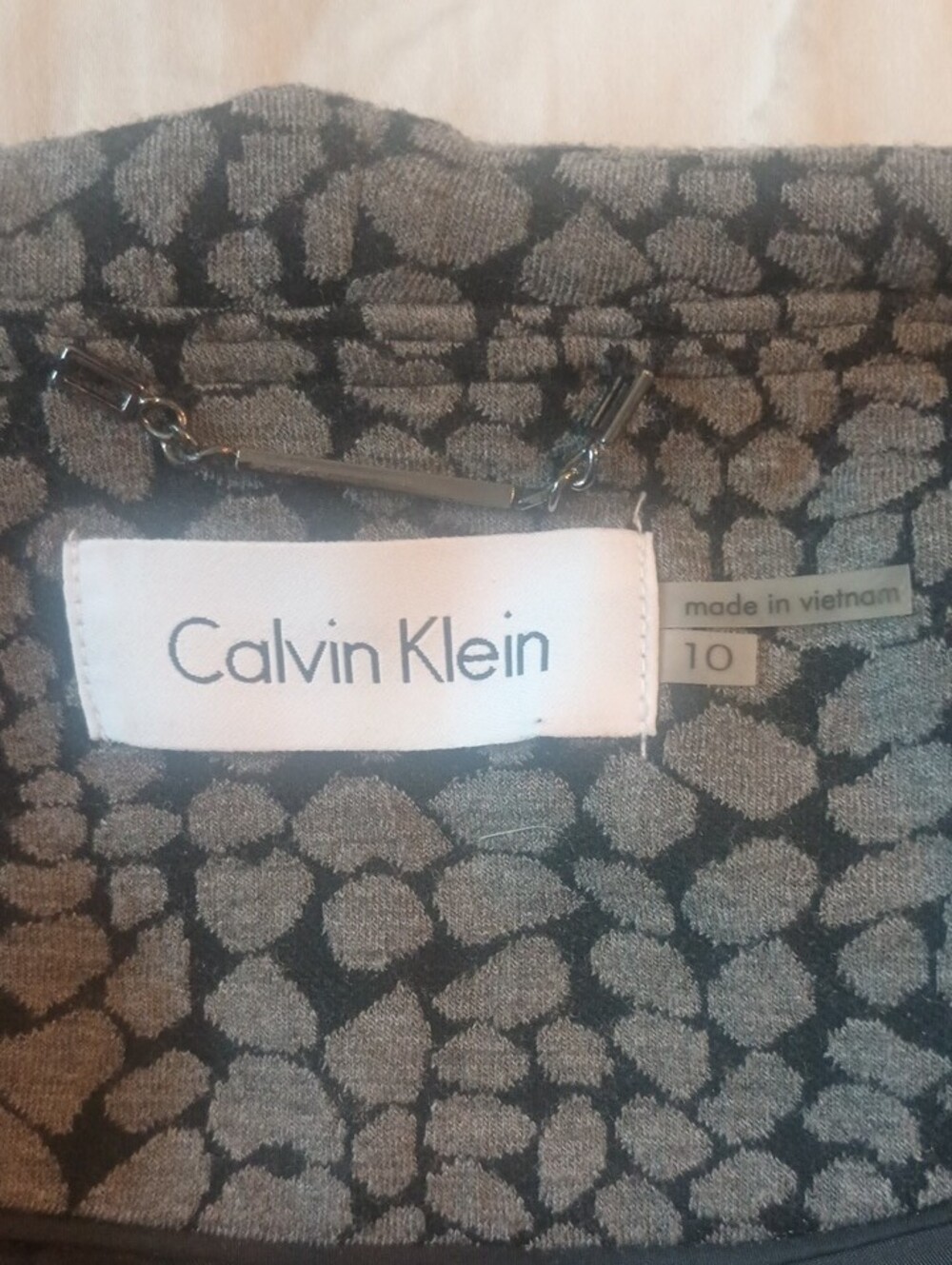 Calvin Klein Gray Patterned Ruffle Front Jacket - Picture 4 of 10